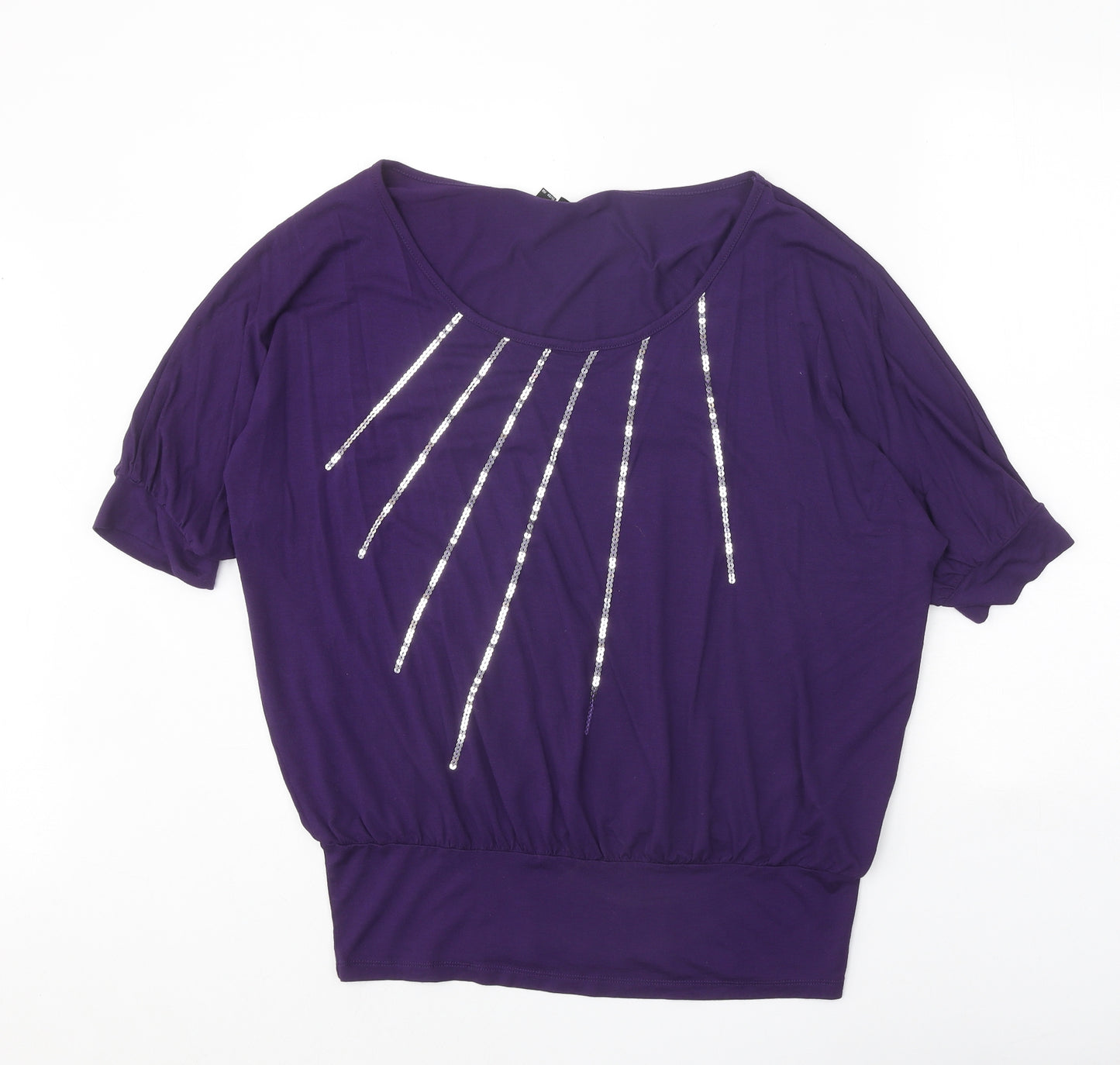 Body Flirt Womens Purple Viscose Basic Blouse Size 16 Boat Neck