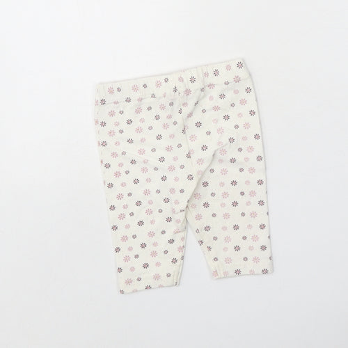 Minoti Girls White Geometric Cotton Capri Leggings Size 6-9 Months Pullover