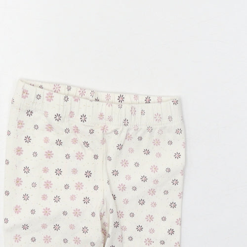 Minoti Girls White Geometric Cotton Capri Leggings Size 6-9 Months Pullover