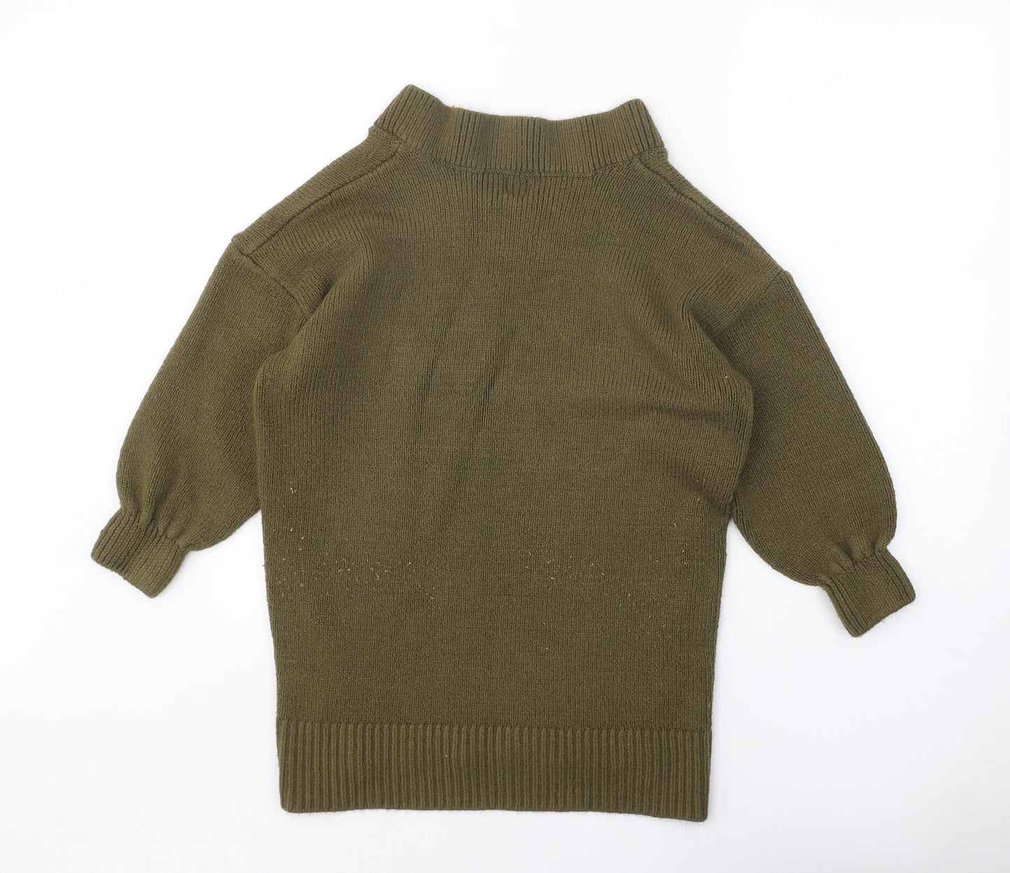 River Island Womens Green V-Neck Acrylic Pullover Jumper Size M