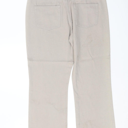 Preworn Womens Beige Cotton Wide-Leg Jeans Size 33 in Regular Zip