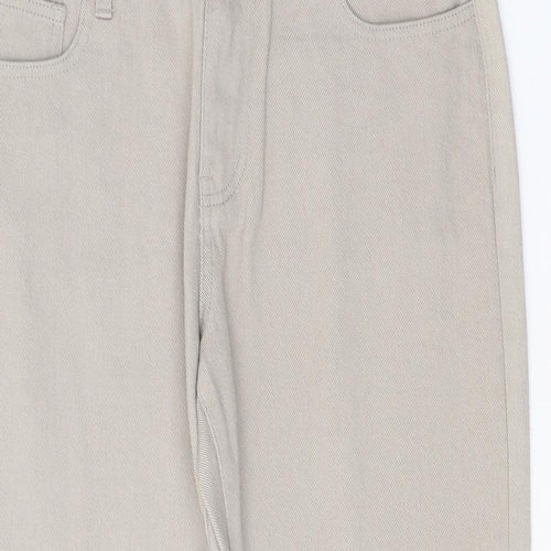 Preworn Womens Beige Cotton Wide-Leg Jeans Size 33 in Regular Zip