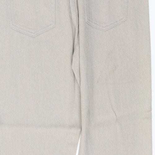 Preworn Womens Beige Cotton Wide-Leg Jeans Size 33 in Regular Zip