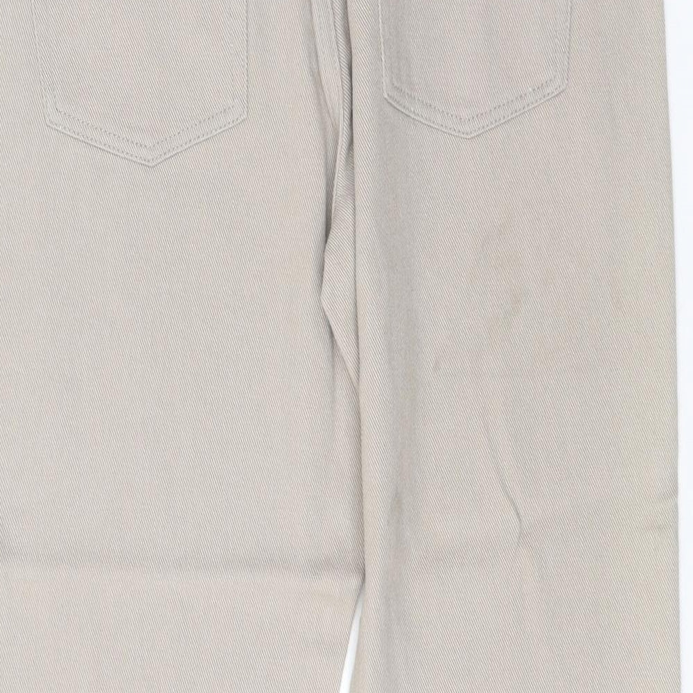 Preworn Womens Beige Cotton Wide-Leg Jeans Size 33 in Regular Zip
