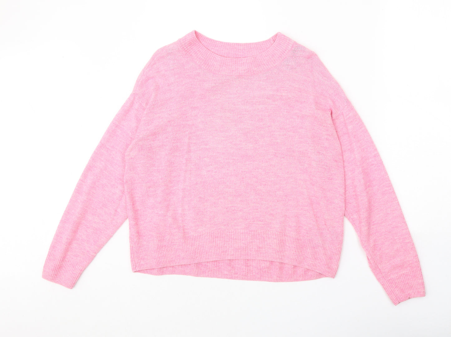 H&M Womens Pink Round Neck Acrylic Pullover Jumper Size S