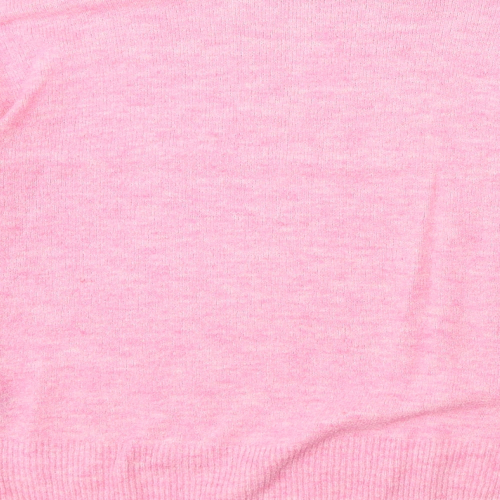H&M Womens Pink Round Neck Acrylic Pullover Jumper Size S