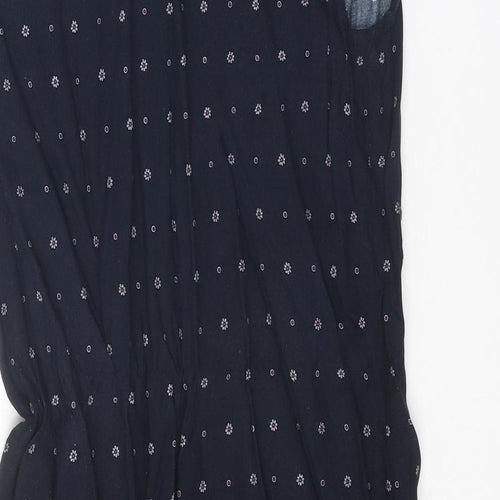 Glassons Womens Black Geometric Viscose A-Line Size 10 V-Neck Button