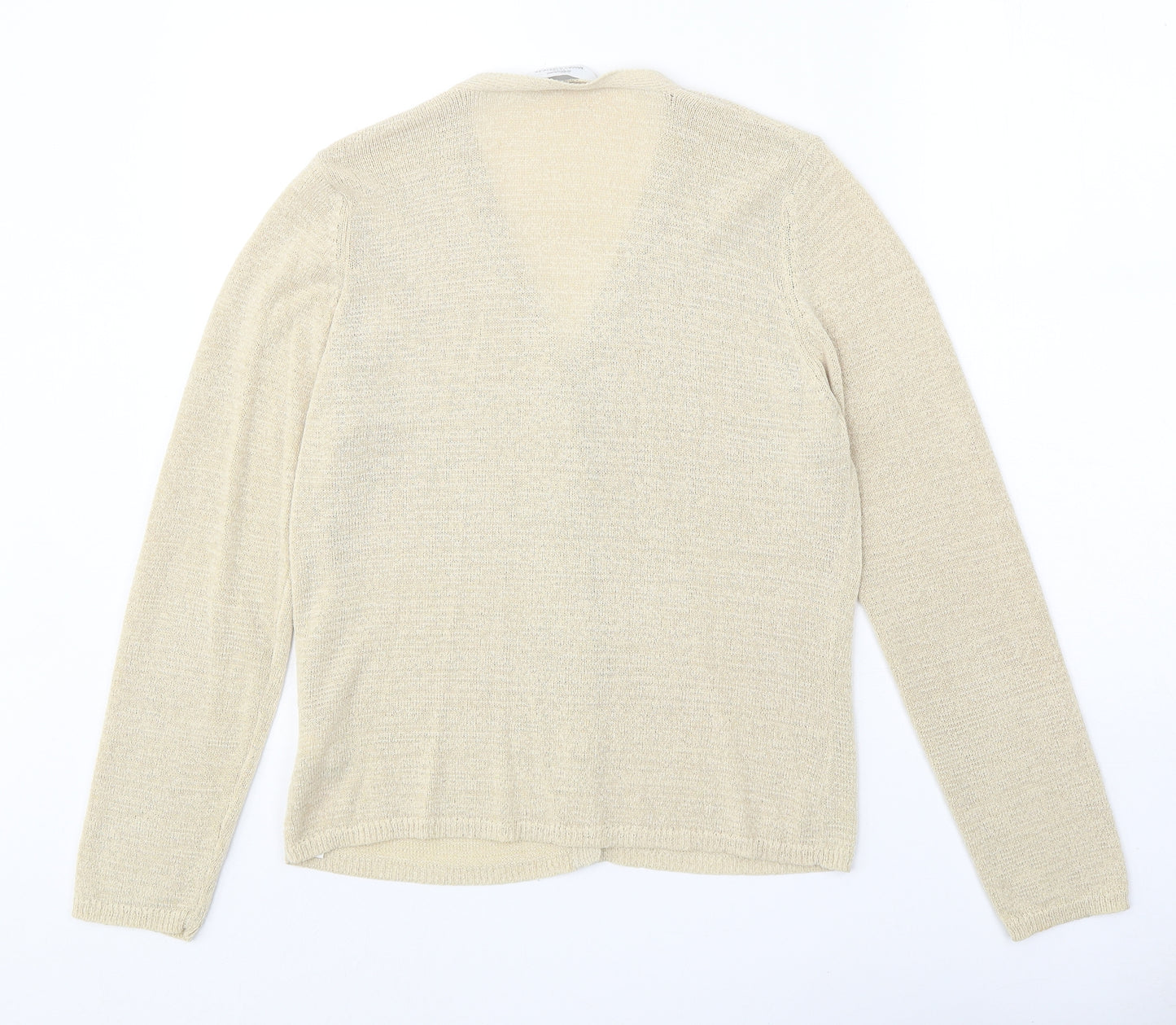 Marks and Spencer Womens Beige V-Neck Polyester Cardigan Jumper Size 12