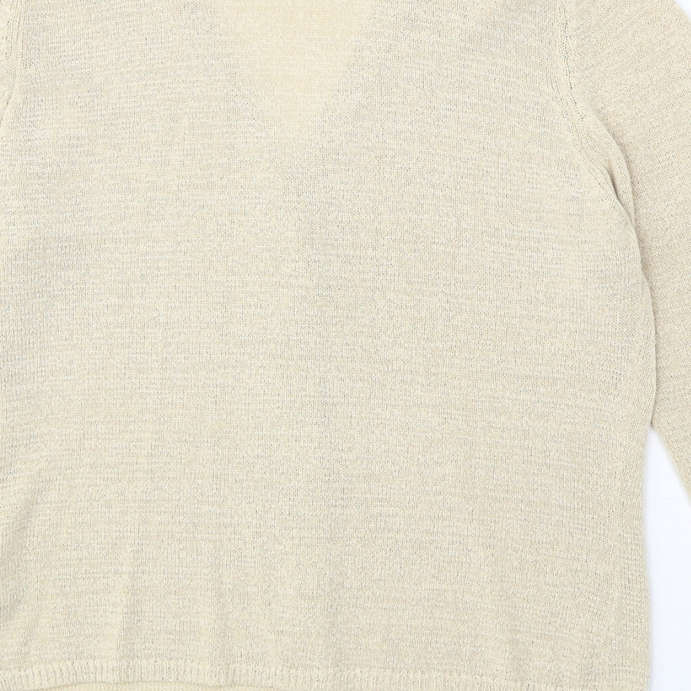 Marks and Spencer Womens Beige V-Neck Polyester Cardigan Jumper Size 12