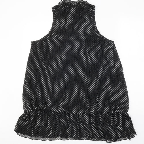 Mela London Womens Black Polka Dot Polyester A-Line Size L V-Neck Tie