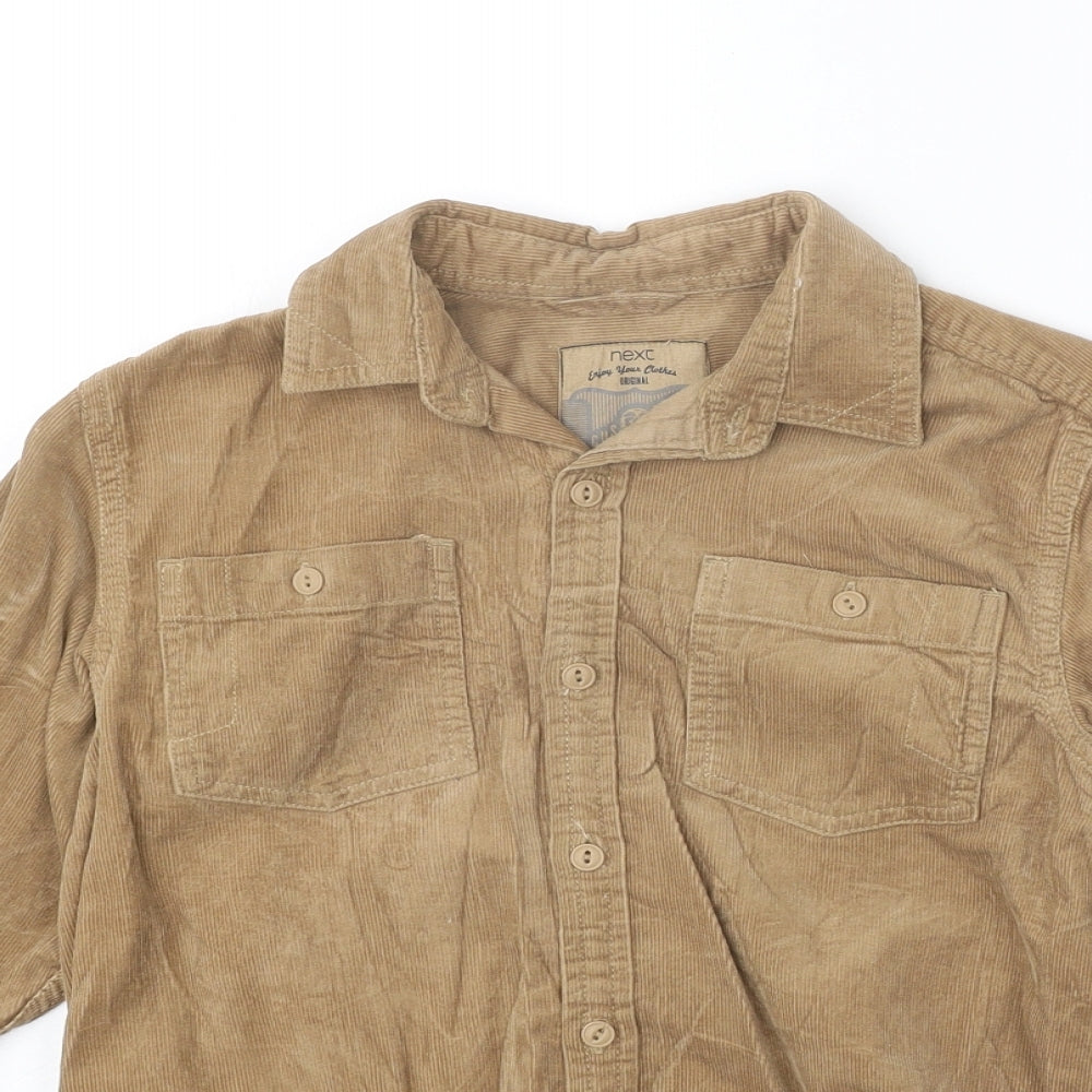 NEXT Boys Brown 100% Cotton Basic Button-Up Size 8 Years Collared Button