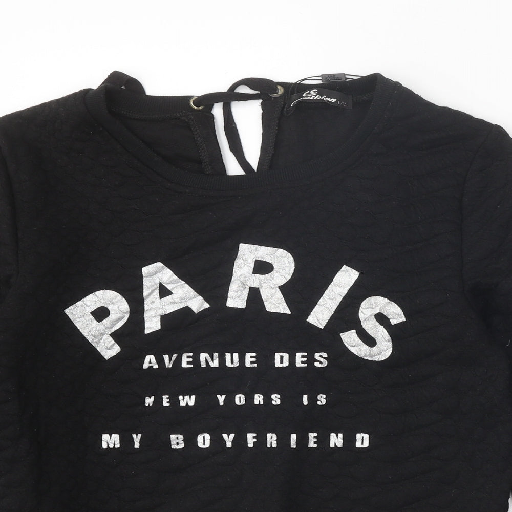 CC Fashion Womens Black Polyester Pullover Sweatshirt Size M - Paris