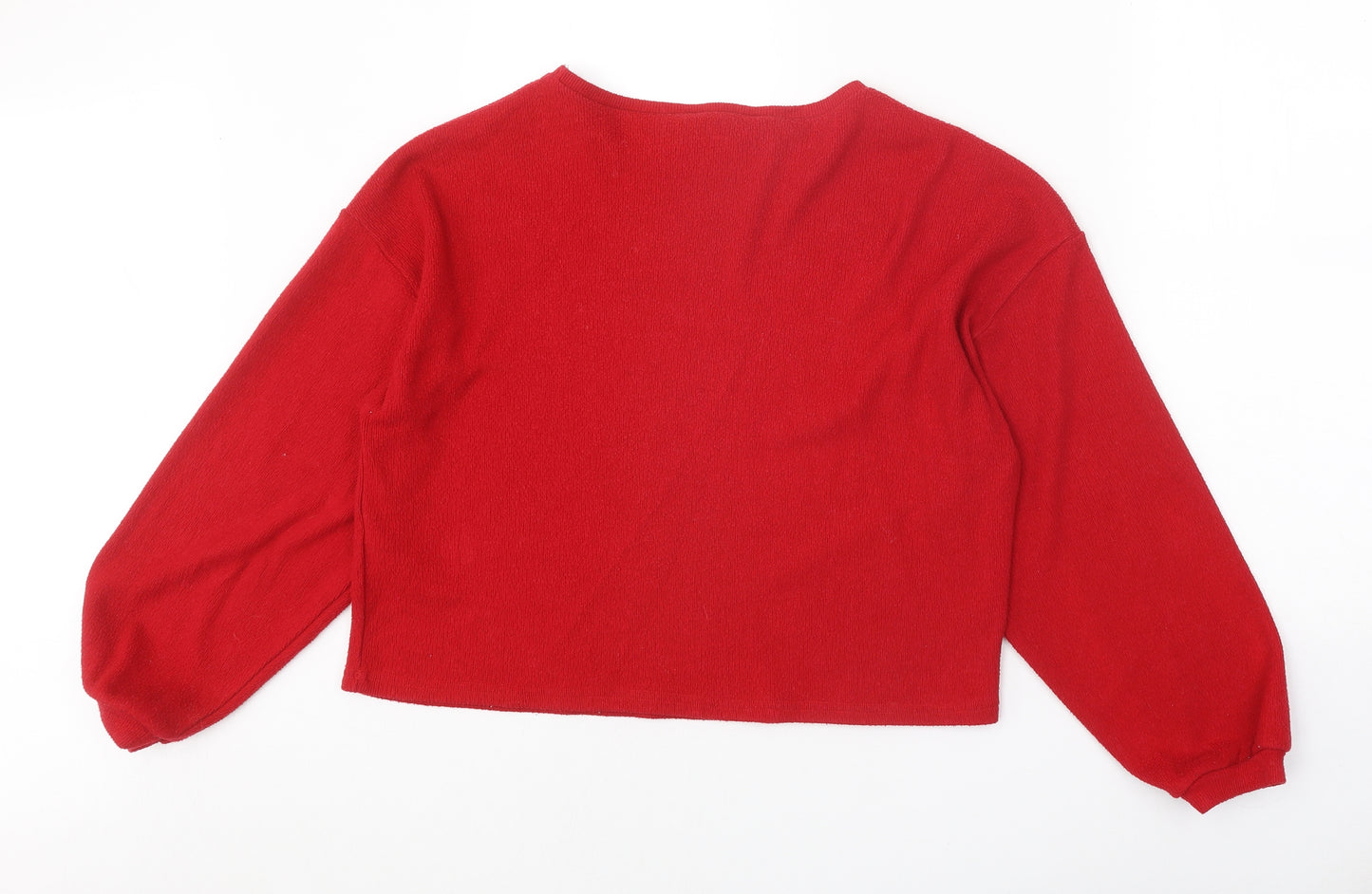 New Look Womens Red Round Neck Polyester Pullover Jumper Size M