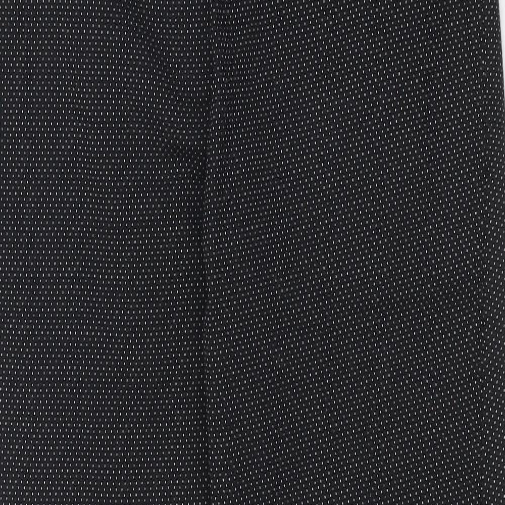 Warehouse Womens Black Geometric Polyester Trousers Size 12 Regular Zip