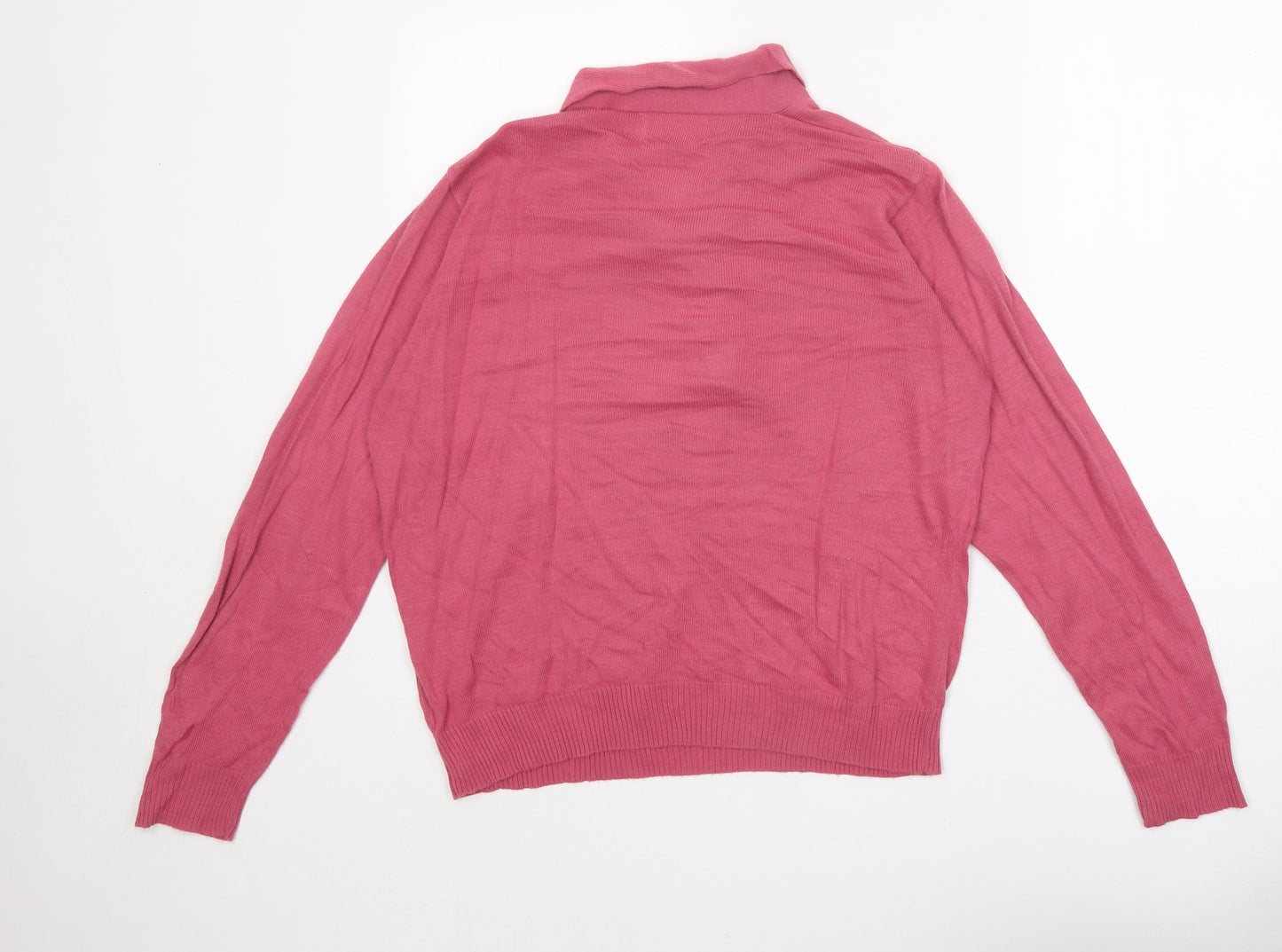 EWM Womens Pink V-Neck Acrylic Pullover Jumper Size 14