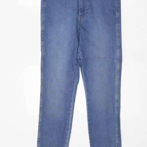 H&M Womens Blue Cotton Straight Jeans Size 28 in Regular Zip