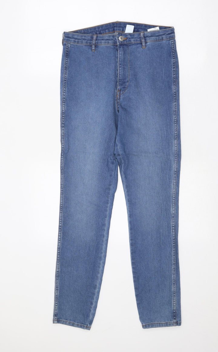 H&M Womens Blue Cotton Straight Jeans Size 28 in Regular Zip