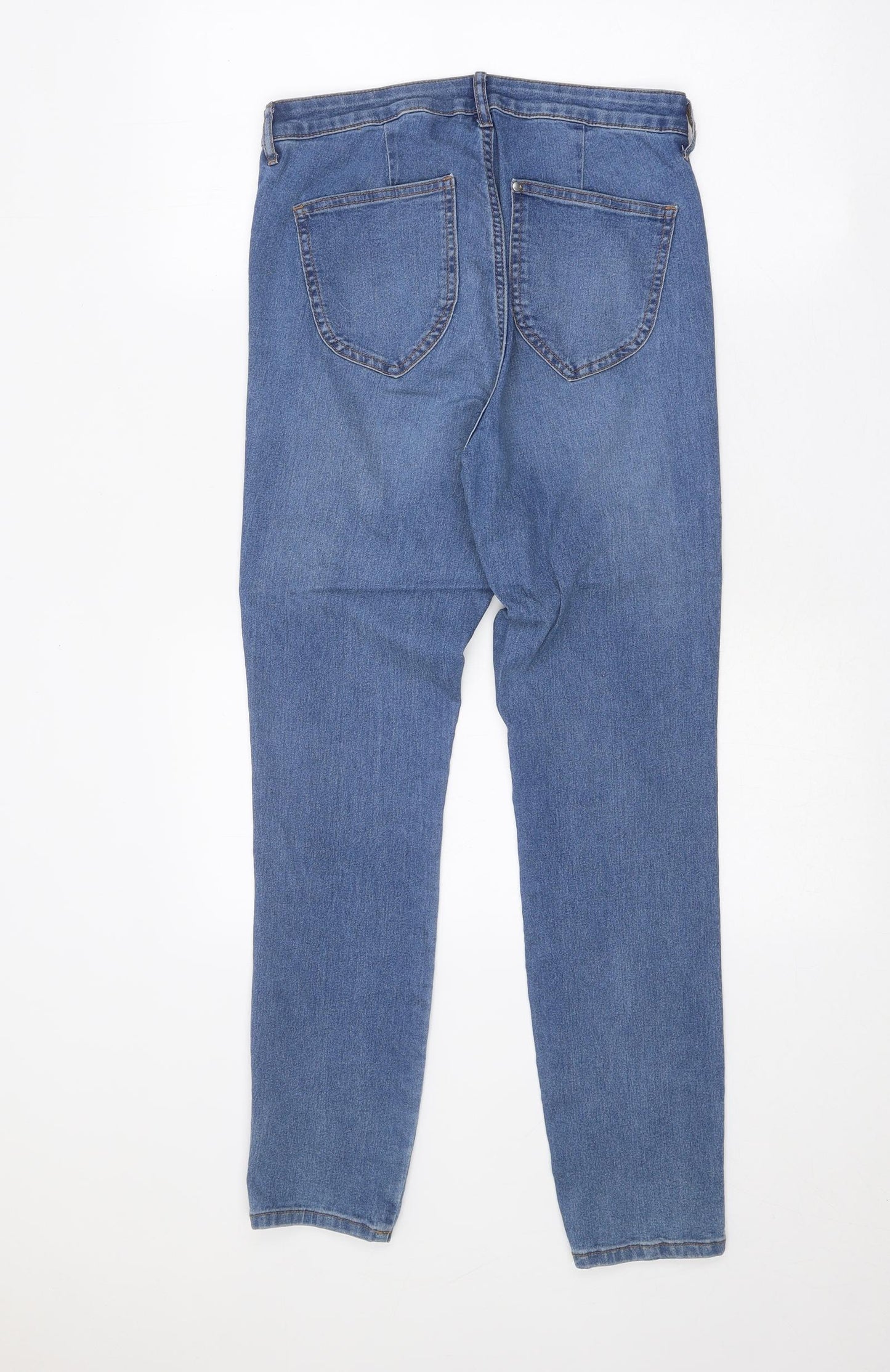 H&M Womens Blue Cotton Straight Jeans Size 28 in Regular Zip
