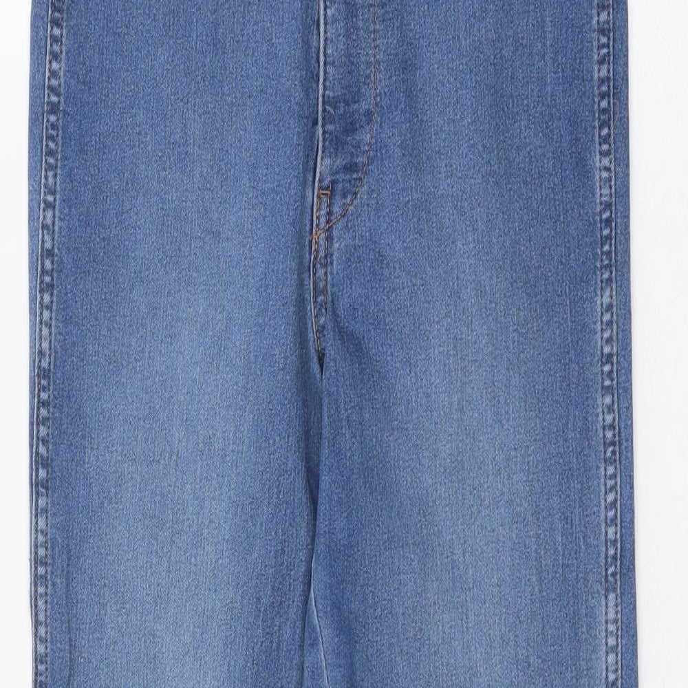 H&M Womens Blue Cotton Straight Jeans Size 28 in Regular Zip