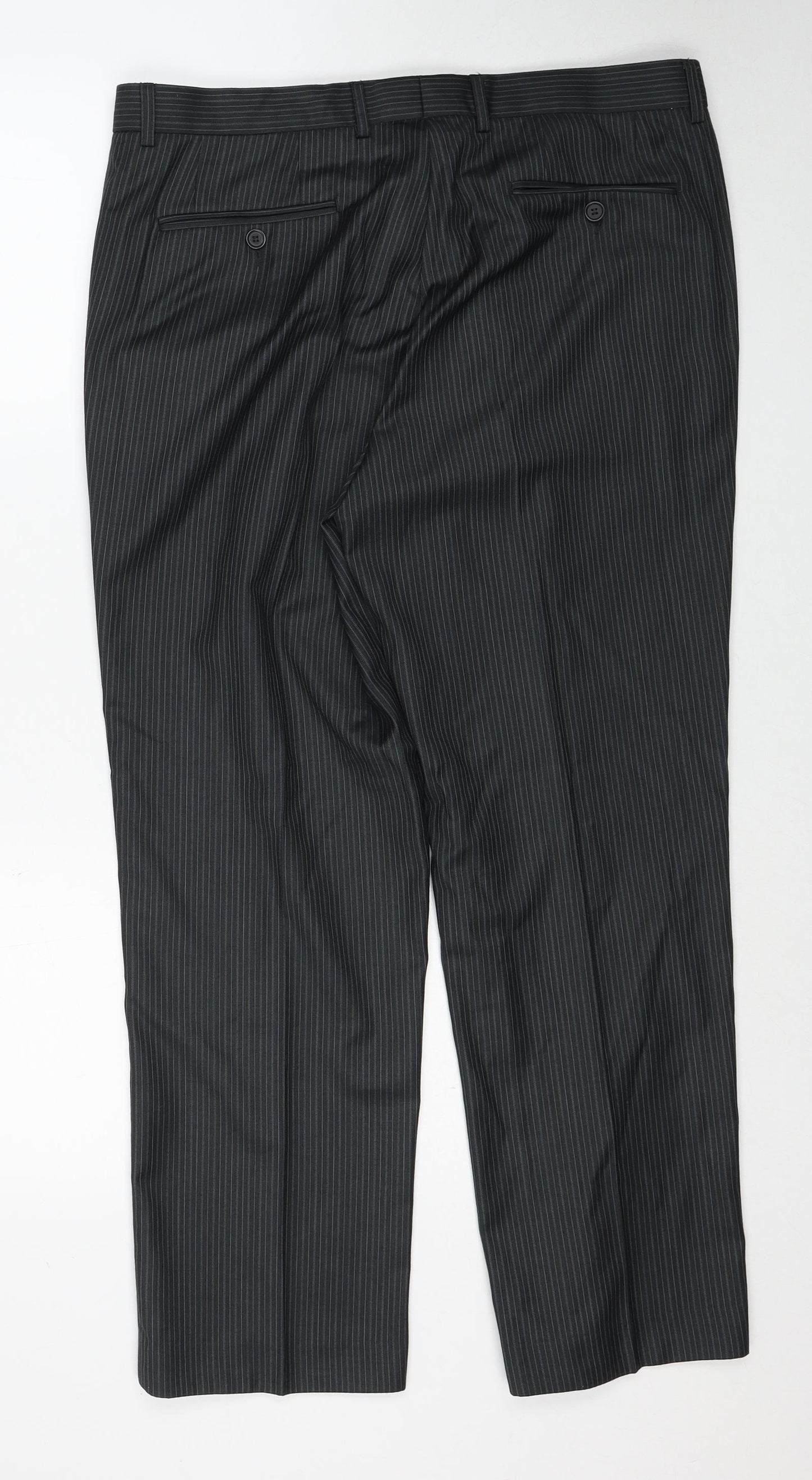 Burton Mens Black Striped Polyester Dress Pants Trousers Size 36 in Regular Zip