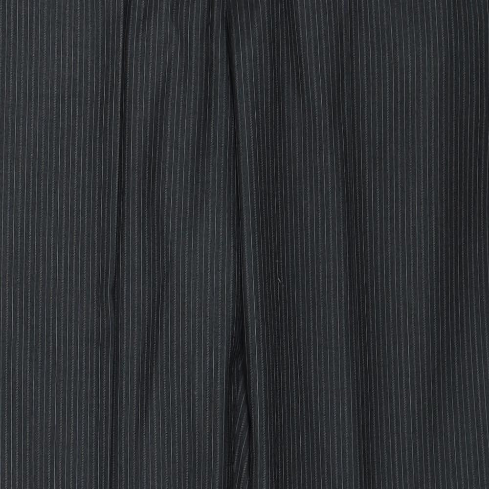 Burton Mens Black Striped Polyester Dress Pants Trousers Size 36 in Regular Zip