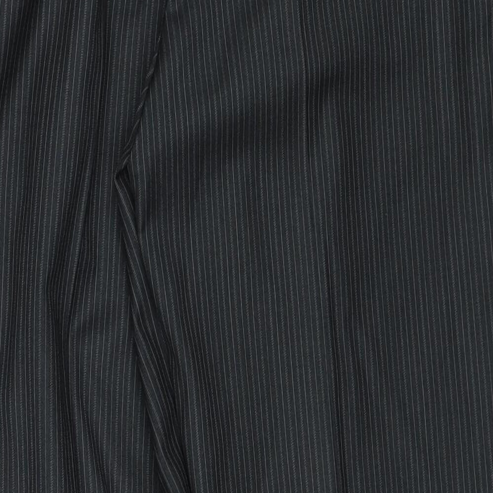 Burton Mens Black Striped Polyester Dress Pants Trousers Size 36 in Regular Zip