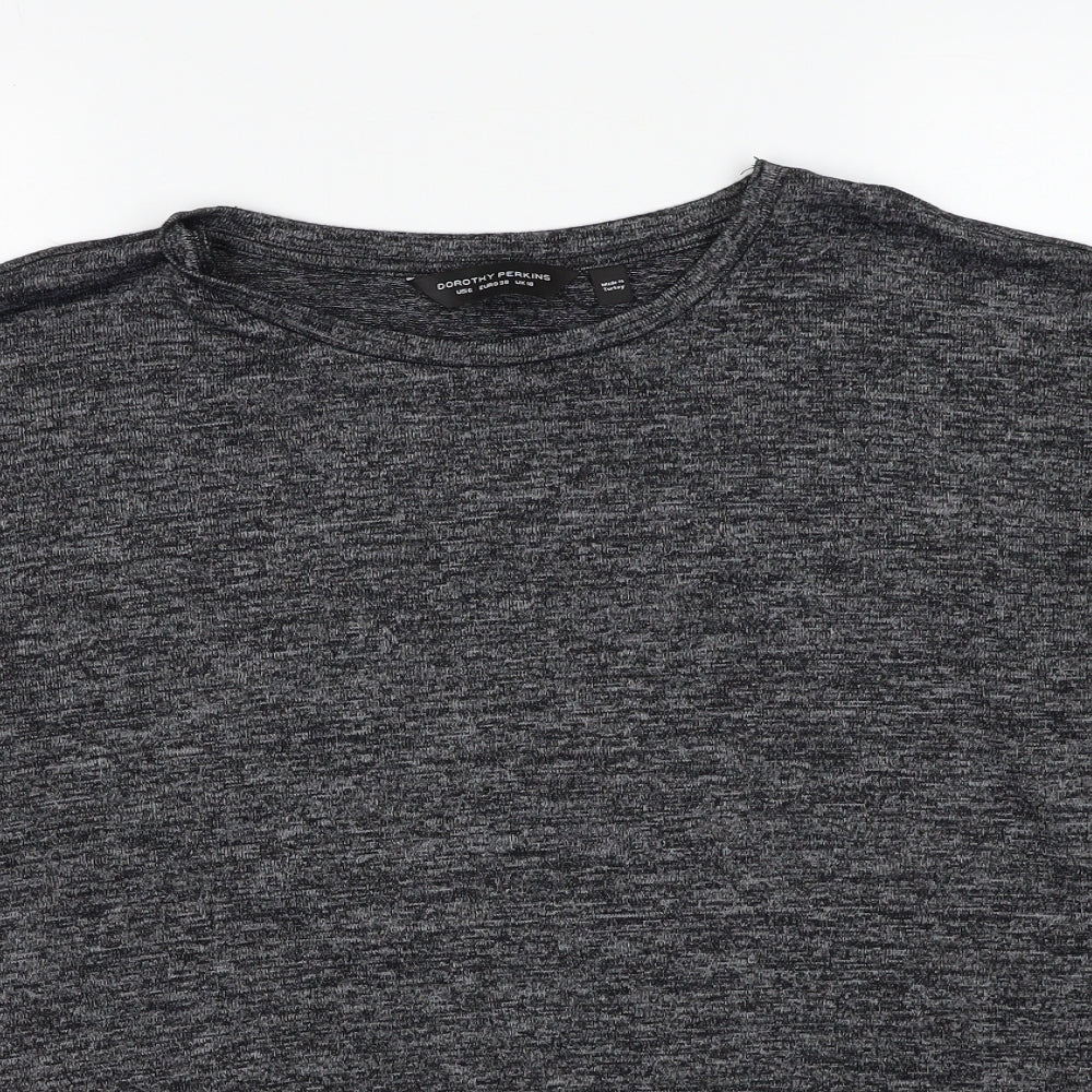Dorothy Perkins Womens Grey Round Neck Geometric Viscose Pullover Jumper Size 10