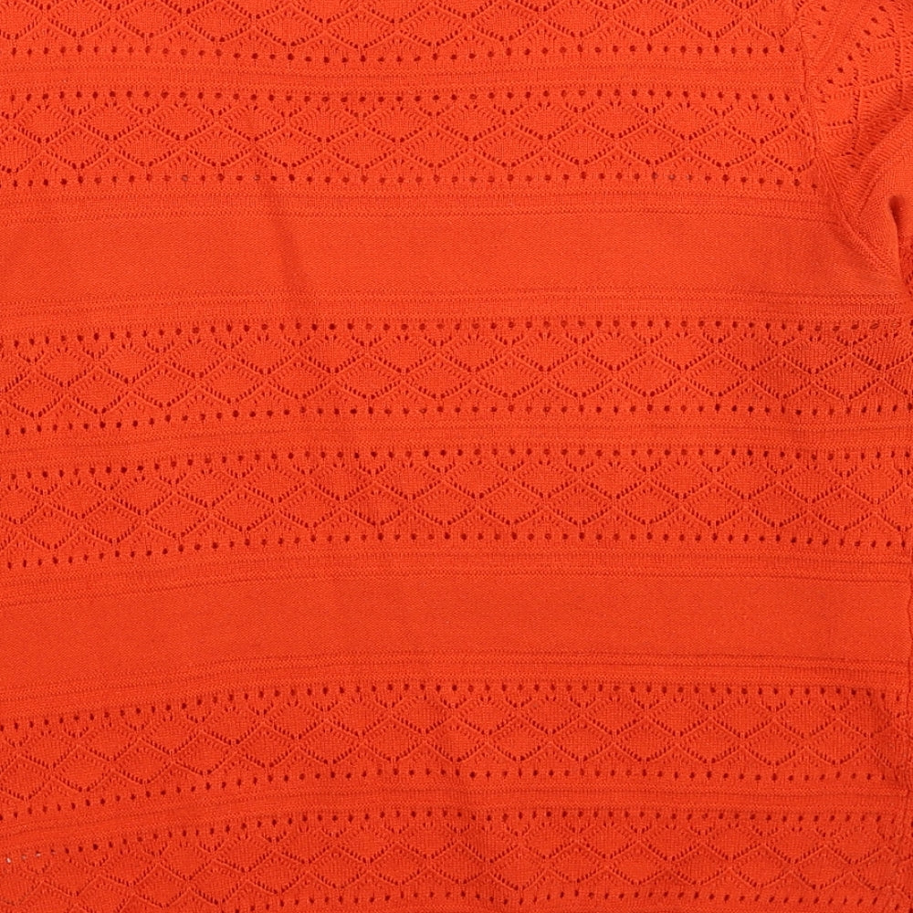Papaya Womens Orange Acrylic Basic Blouse Size 10 Round Neck