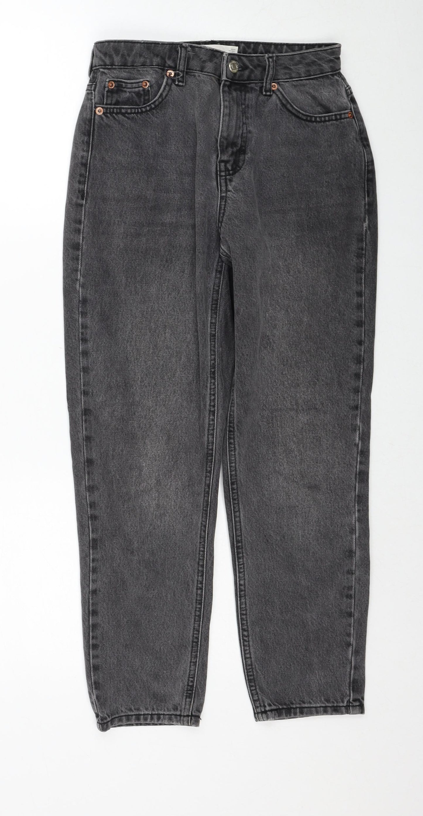 Topshop Womens Grey Cotton Straight Jeans Size 26 L28 in Regular Zip