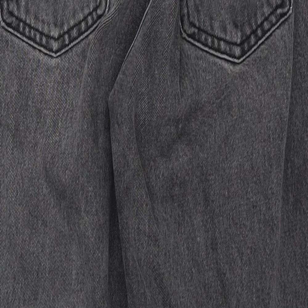 Topshop Womens Grey Cotton Straight Jeans Size 26 L28 in Regular Zip