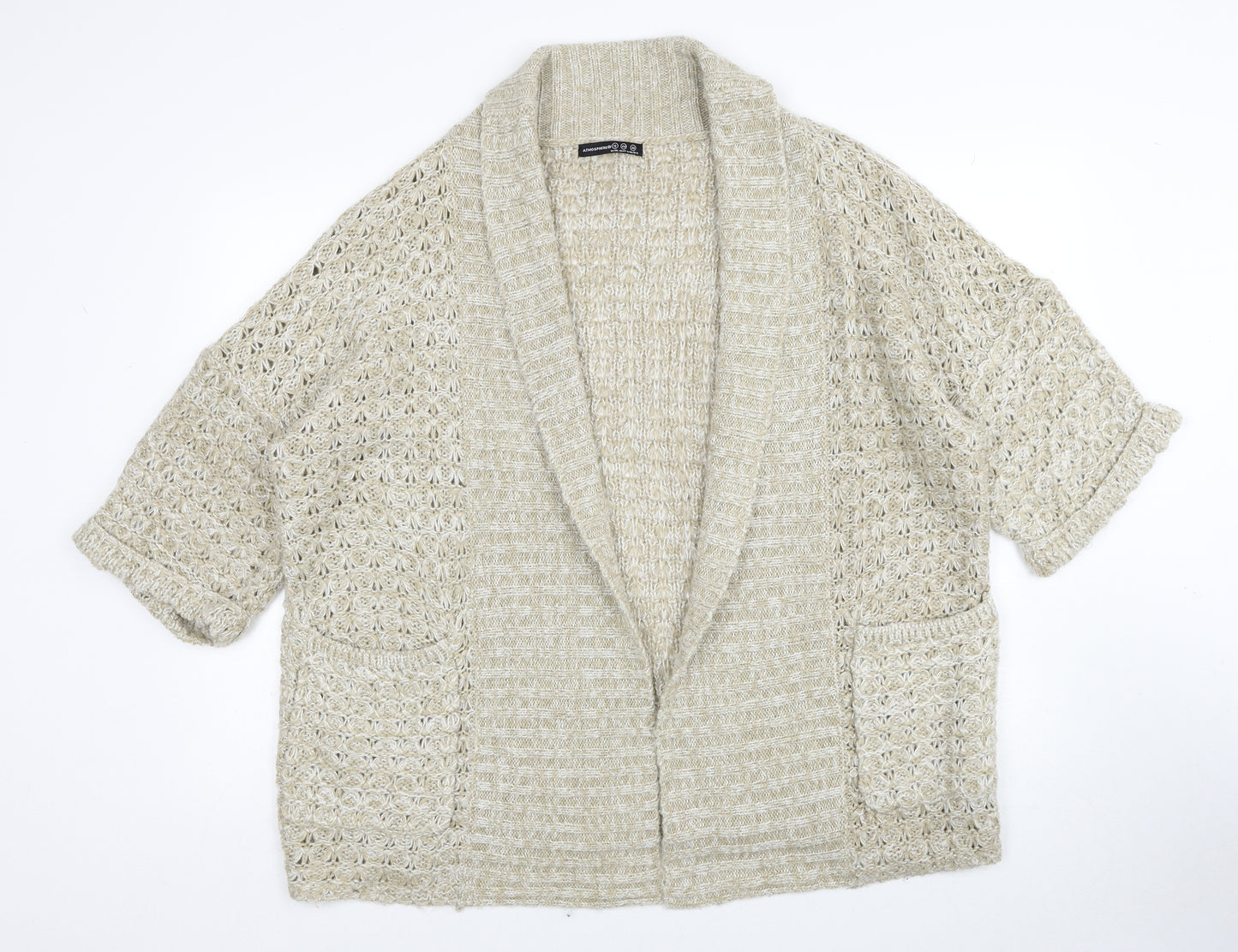 Atmosphere Womens Beige V-Neck Polyester Cardigan Jumper Size 12
