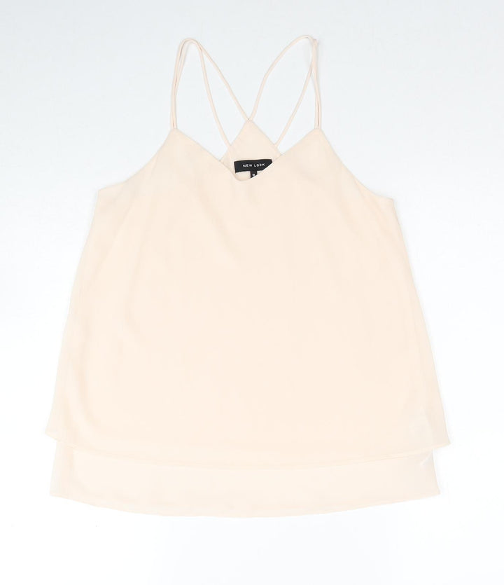New Look Womens Beige Polyester Camisole Tank Size 10 V-Neck