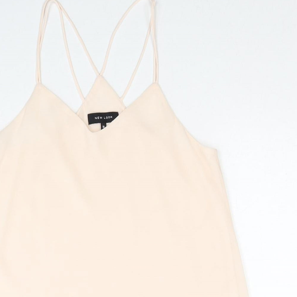 New Look Womens Beige Polyester Camisole Tank Size 10 V-Neck