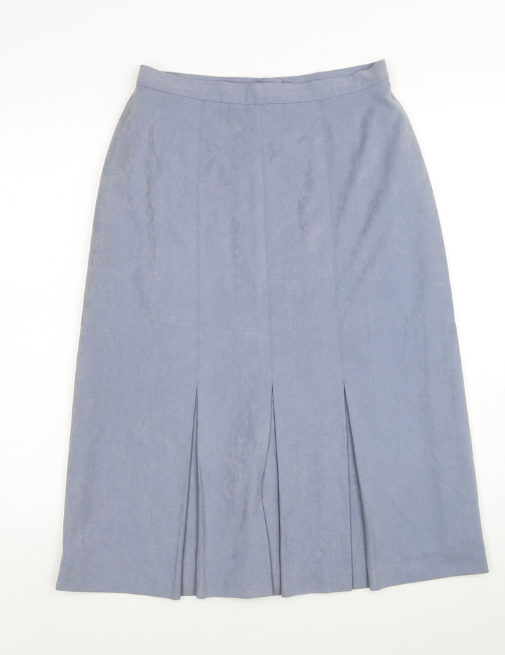 Preworn Womens Blue Polyester A-Line Skirt Size 28 in Zip
