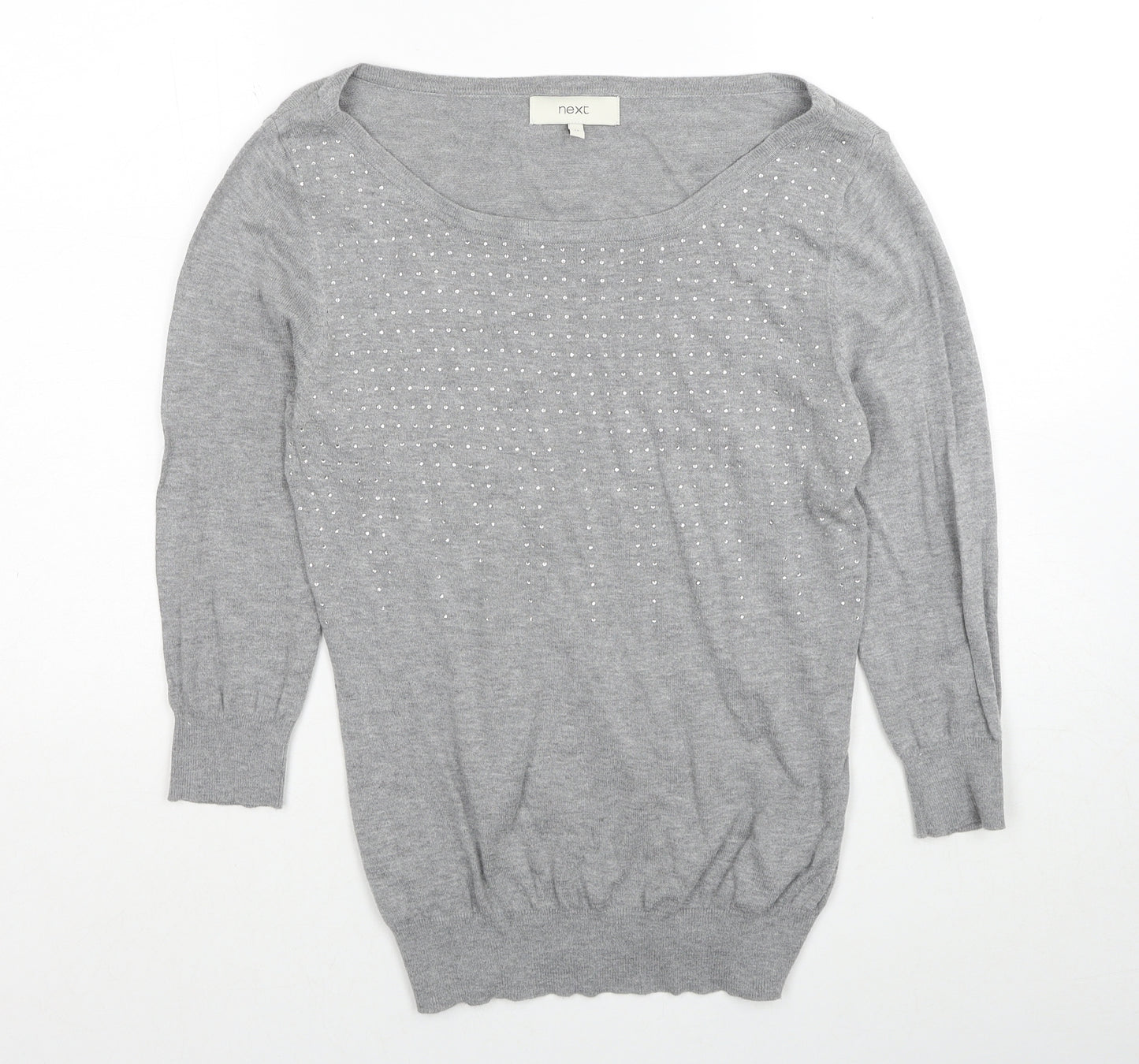 NEXT Womens Grey Round Neck Cotton Pullover Jumper Size 12