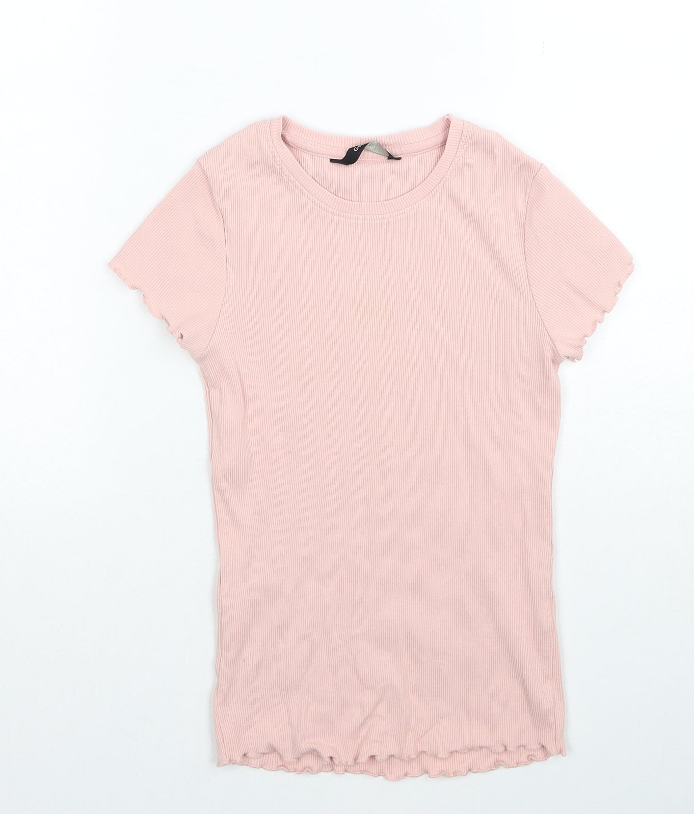 George Girls Pink Cotton Basic T-Shirt Size 8-9 Years Round Neck Pullover
