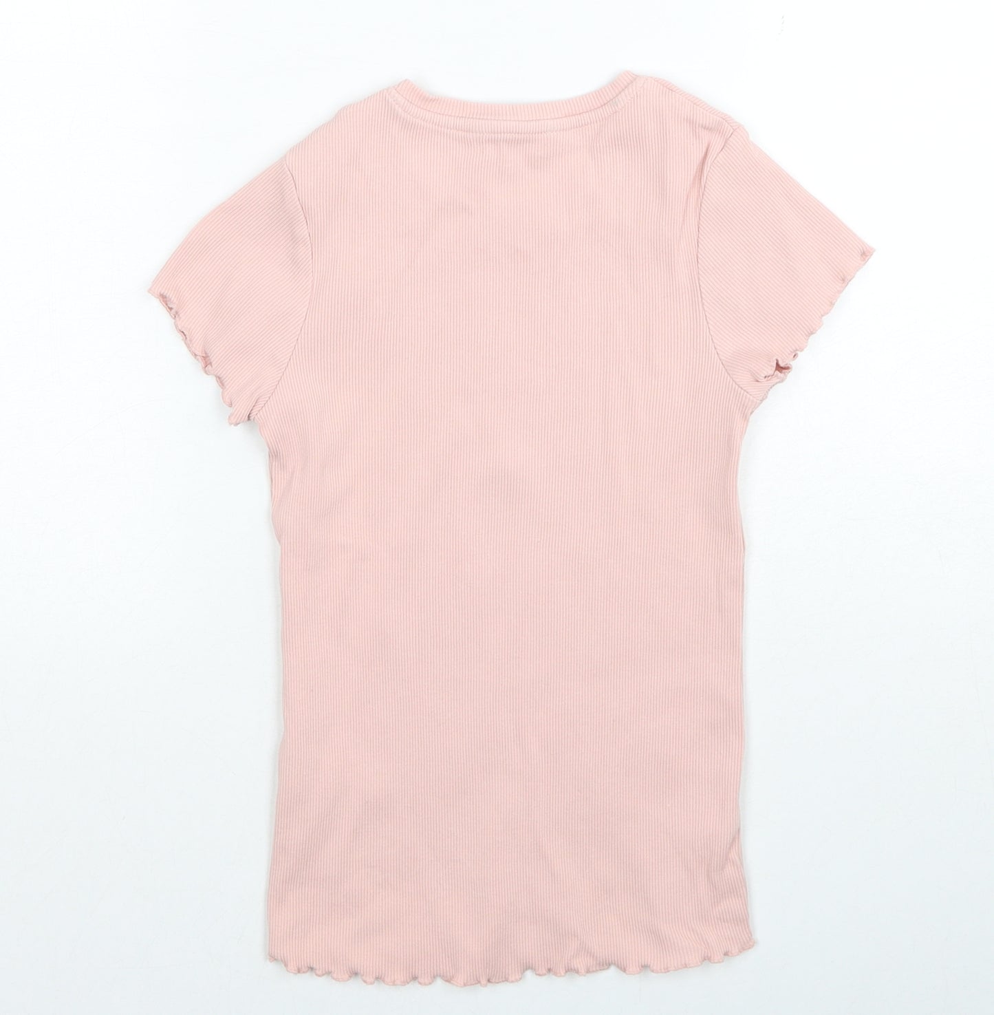 George Girls Pink Cotton Basic T-Shirt Size 8-9 Years Round Neck Pullover