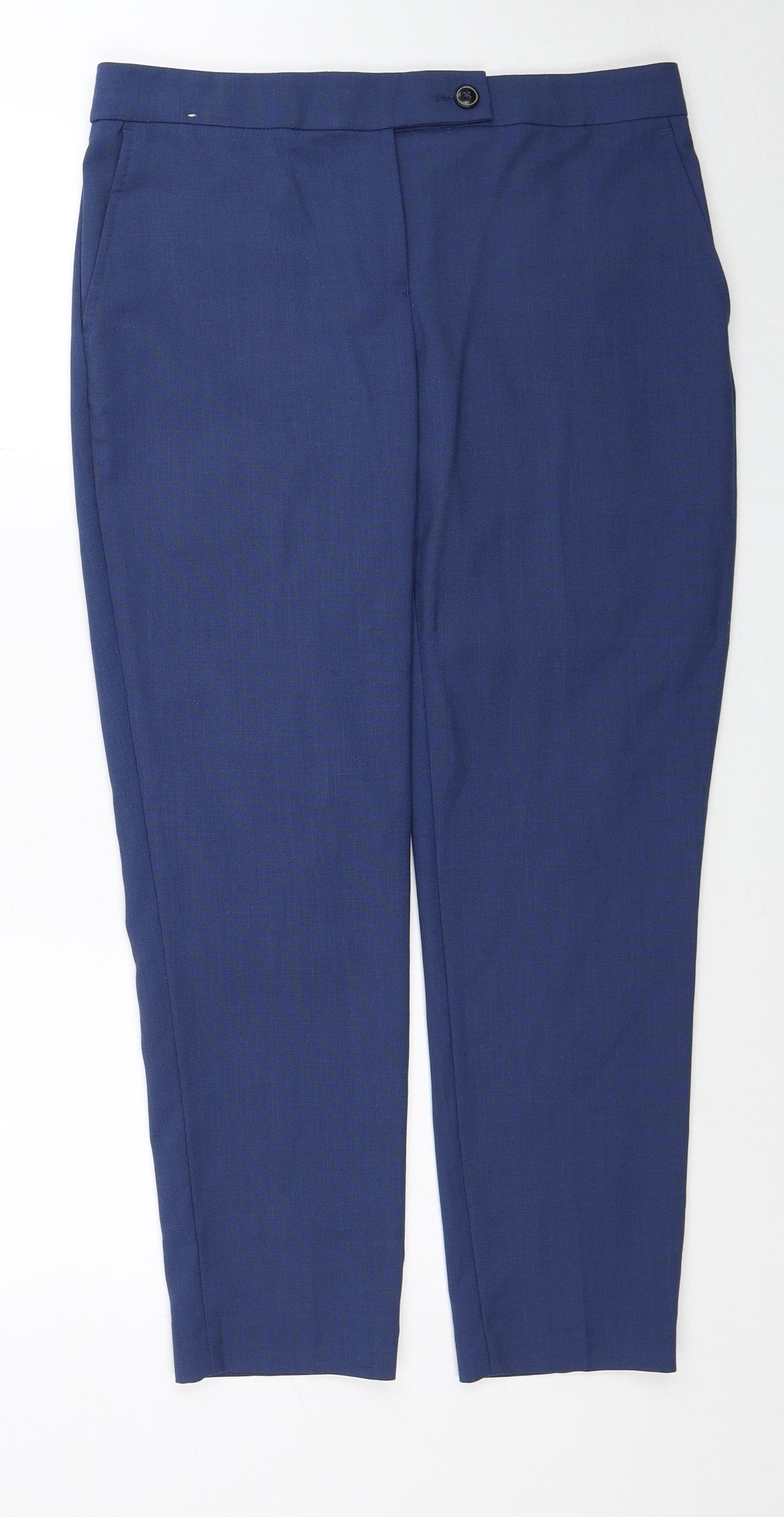 NEXT Womens Blue Polyester Trousers Size 10 Regular Zip