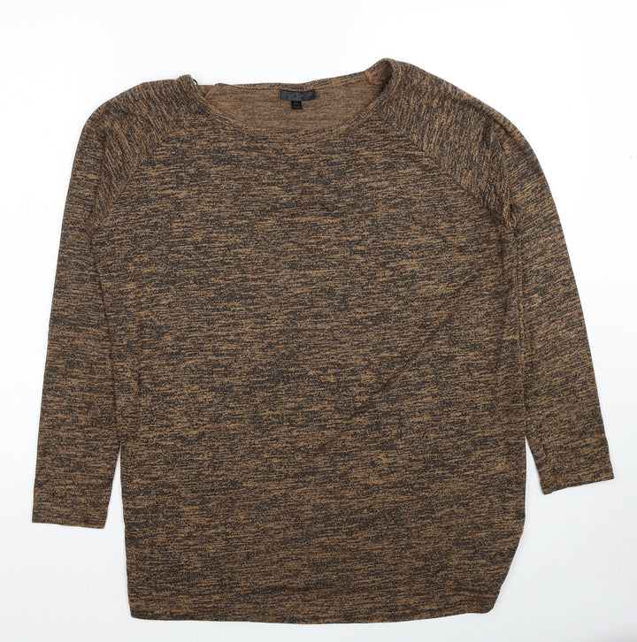 Topshop Womens Brown Round Neck Geometric Viscose Pullover Jumper Size 10