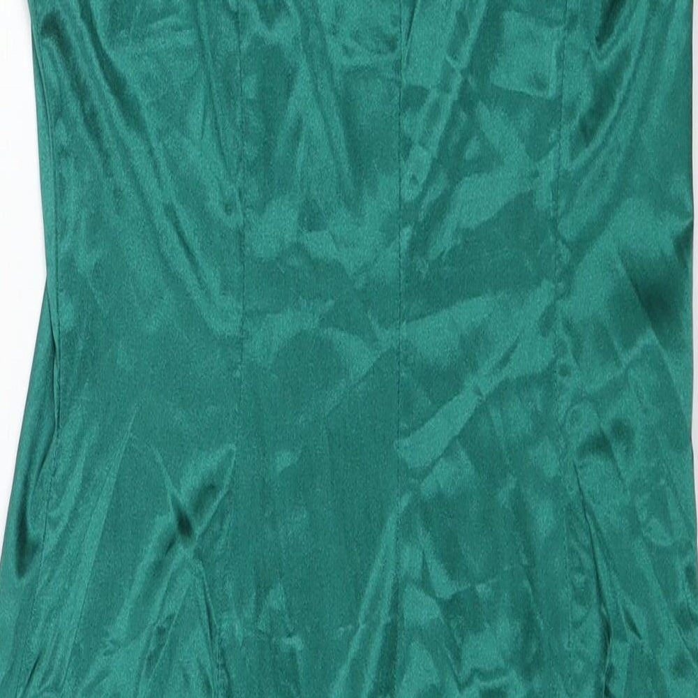 SheIn Womens Green Polyester Slip Dress Size M Cowl Neck Pullover