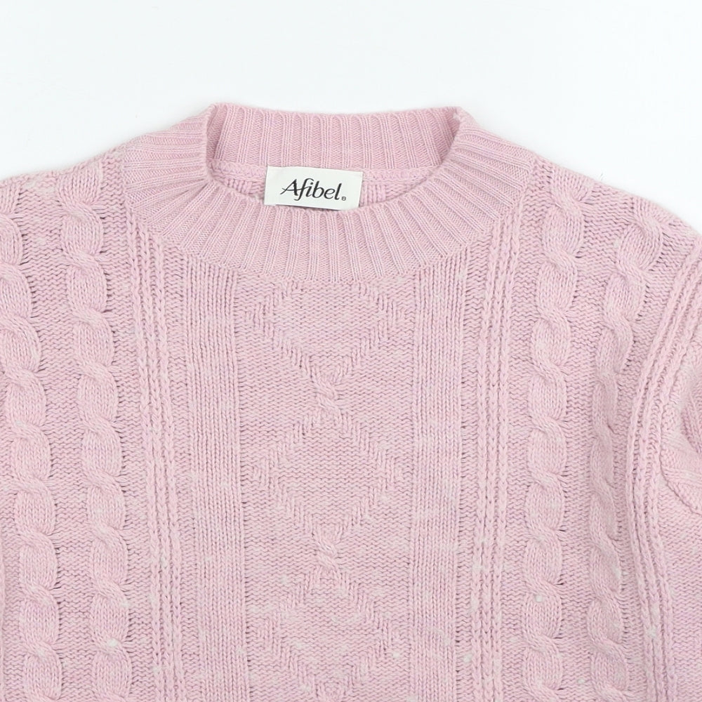 Afibel Womens Pink Mock Neck Acrylic Pullover Jumper Size 16 - Size 16-18