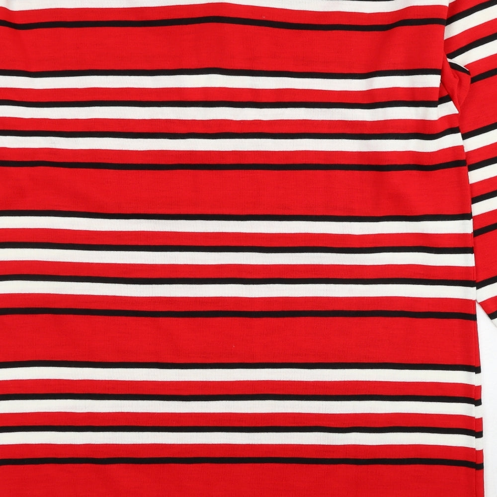Halbro Mens Red Striped Acrylic Polo Size LT Collared Button