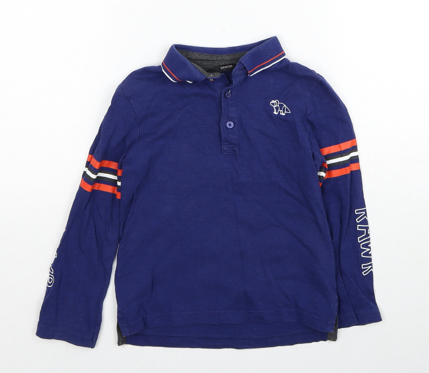 George Boys Blue Cotton Pullover Polo Size 3-4 Years Collared Button