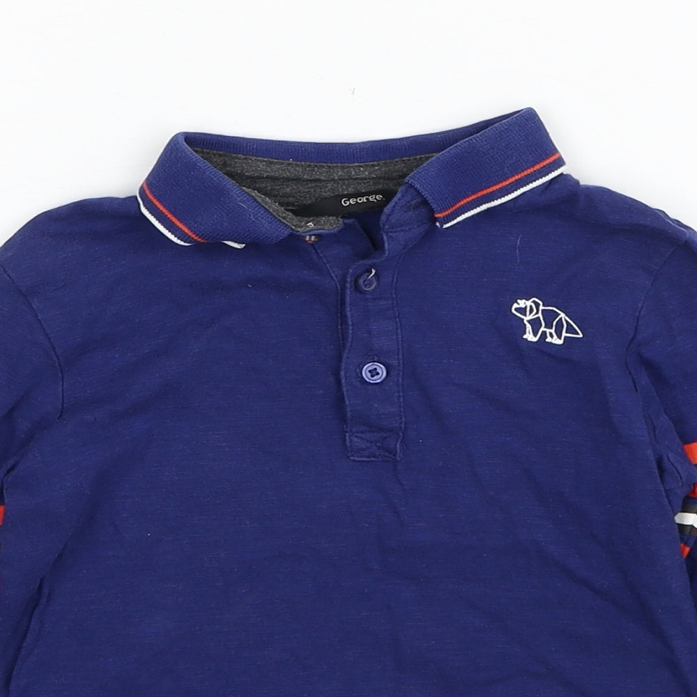 George Boys Blue Cotton Pullover Polo Size 3-4 Years Collared Button