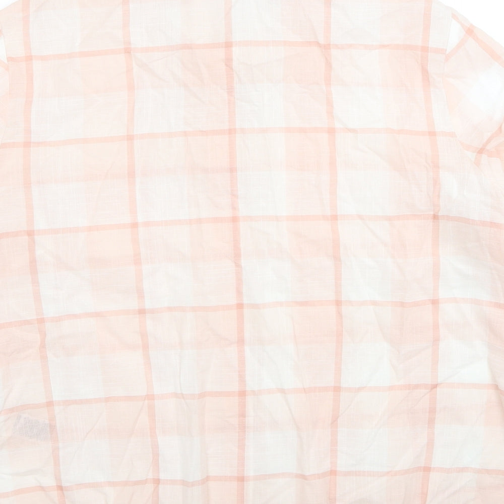 Marks and Spencer Womens Pink Plaid Cotton Basic Button-Up Size 14 Collared
