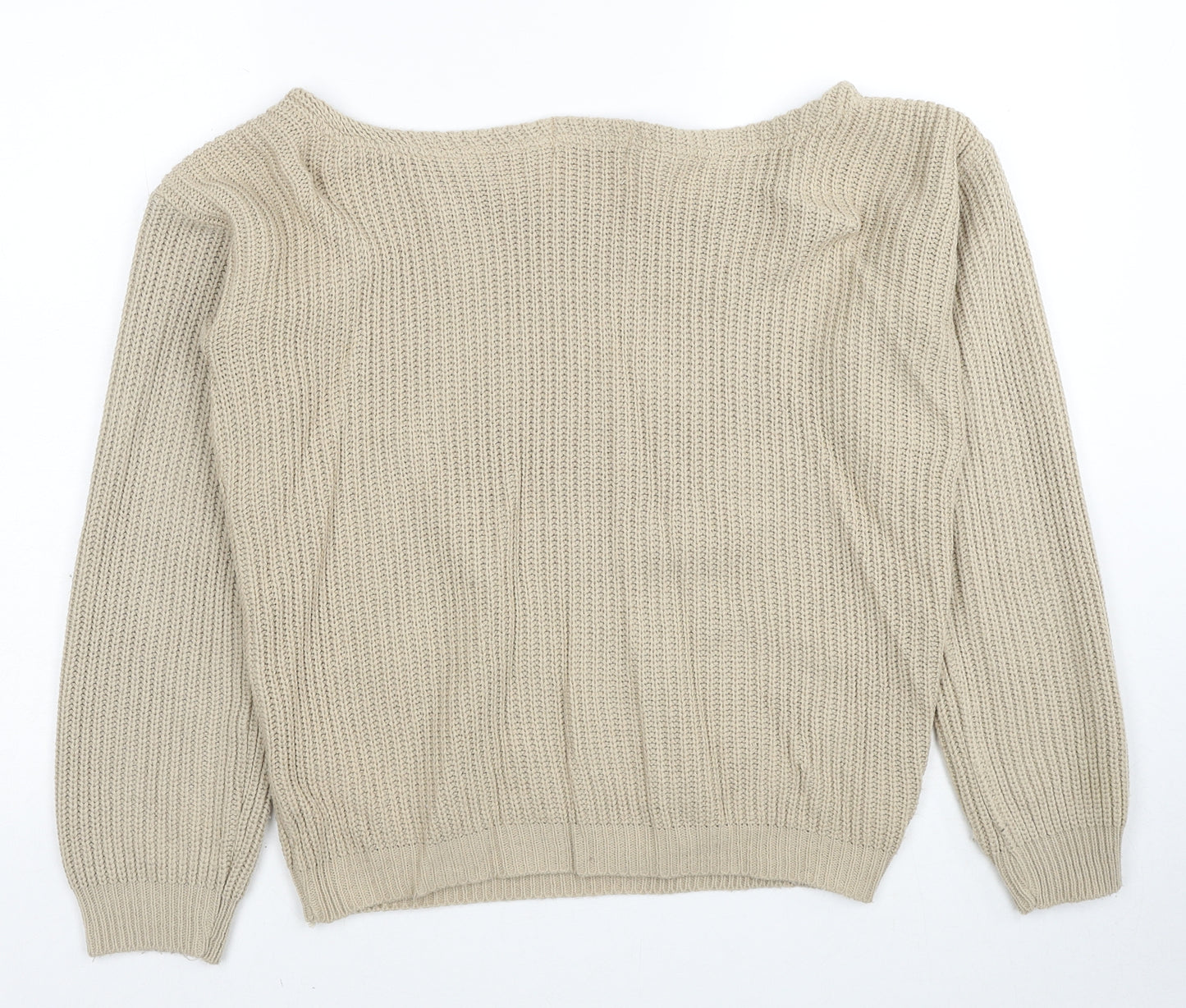 Missguided Womens Beige Round Neck Acrylic Pullover Jumper Size S - Size S/M