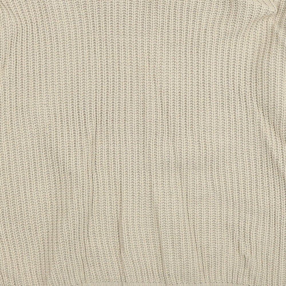 Missguided Womens Beige Round Neck Acrylic Pullover Jumper Size S - Size S/M