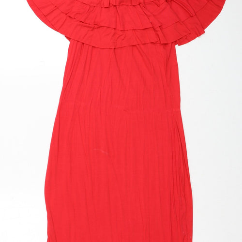 Babe Womens Red Viscose A-Line Size 10 Boat Neck