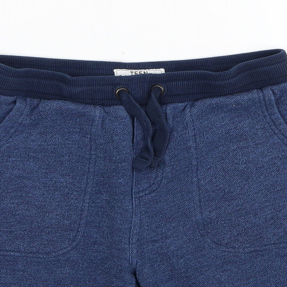 Matalan Boys Blue Cotton Sweat Shorts Size 11 Years Regular Drawstring