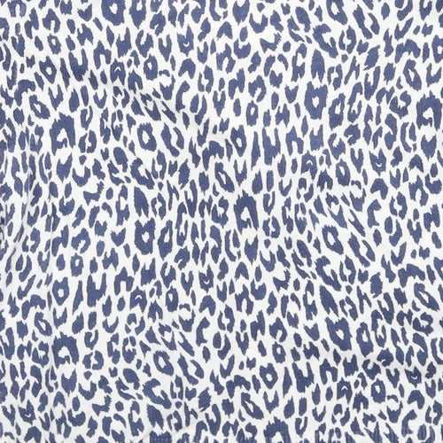 Gap Womens Blue V-Neck Animal Print Cotton Cardigan Jumper Size M - Leopard Print